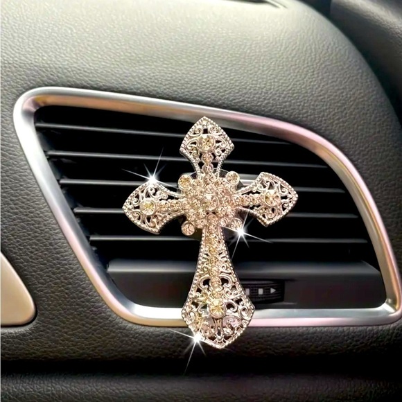 Other - Diamond Bling Cross Car Air Freshener Clip - Elegant Scent Diffuser NIP